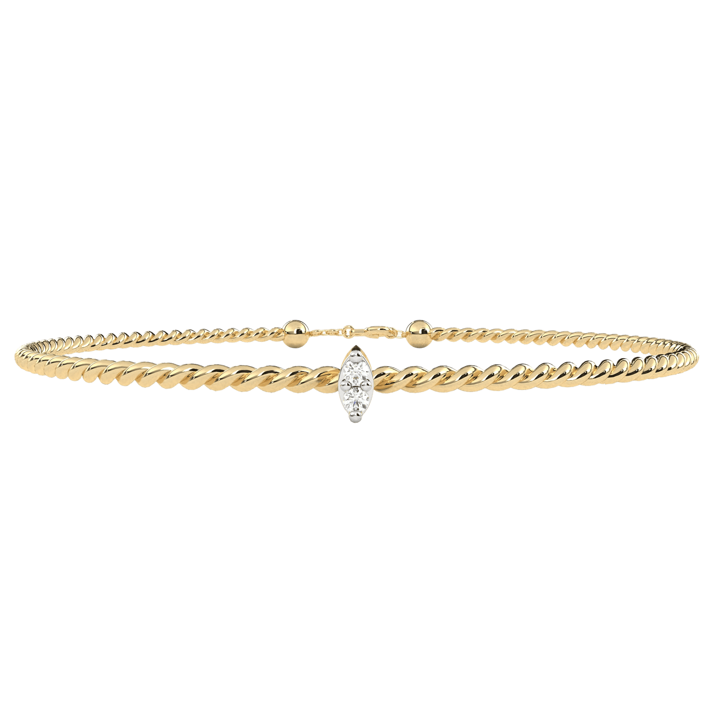 Parisa – Twisted Gold Bangle with Diamond Accent