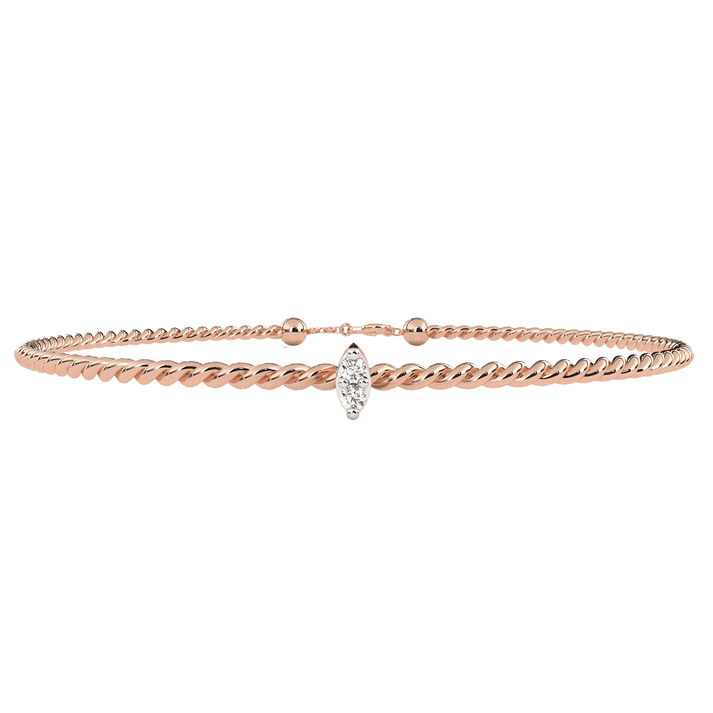 Parisa – Twisted Gold Bangle with Diamond Accent