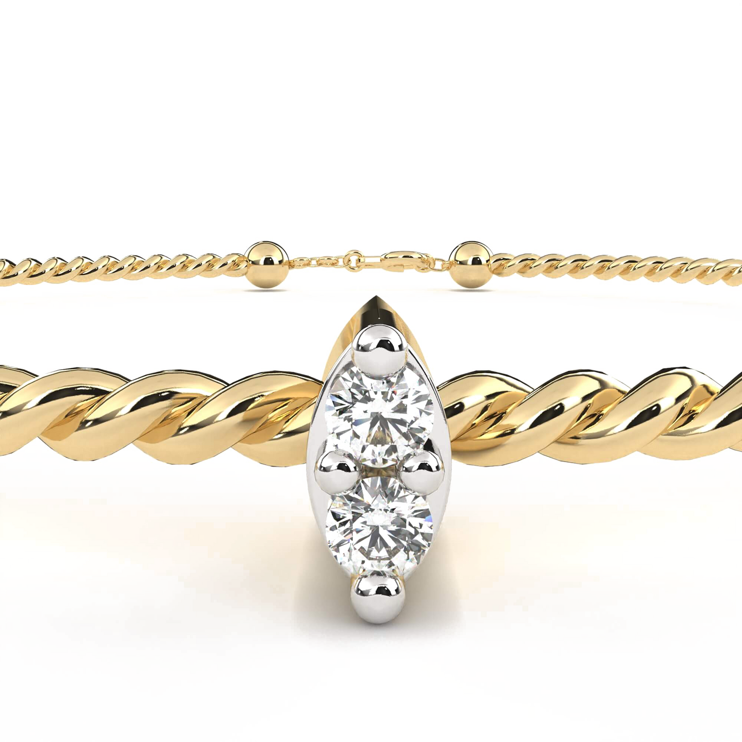 Parisa – Twisted Gold Bangle with Diamond Accent