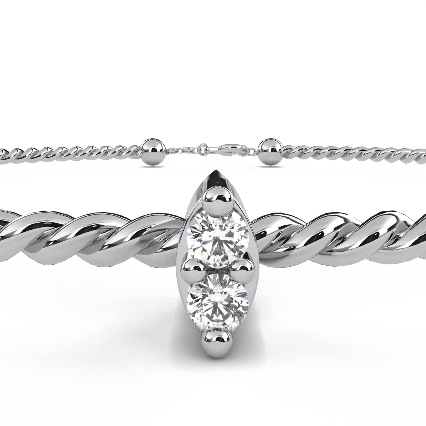 Parisa – Twisted Gold Bangle with Diamond Accent