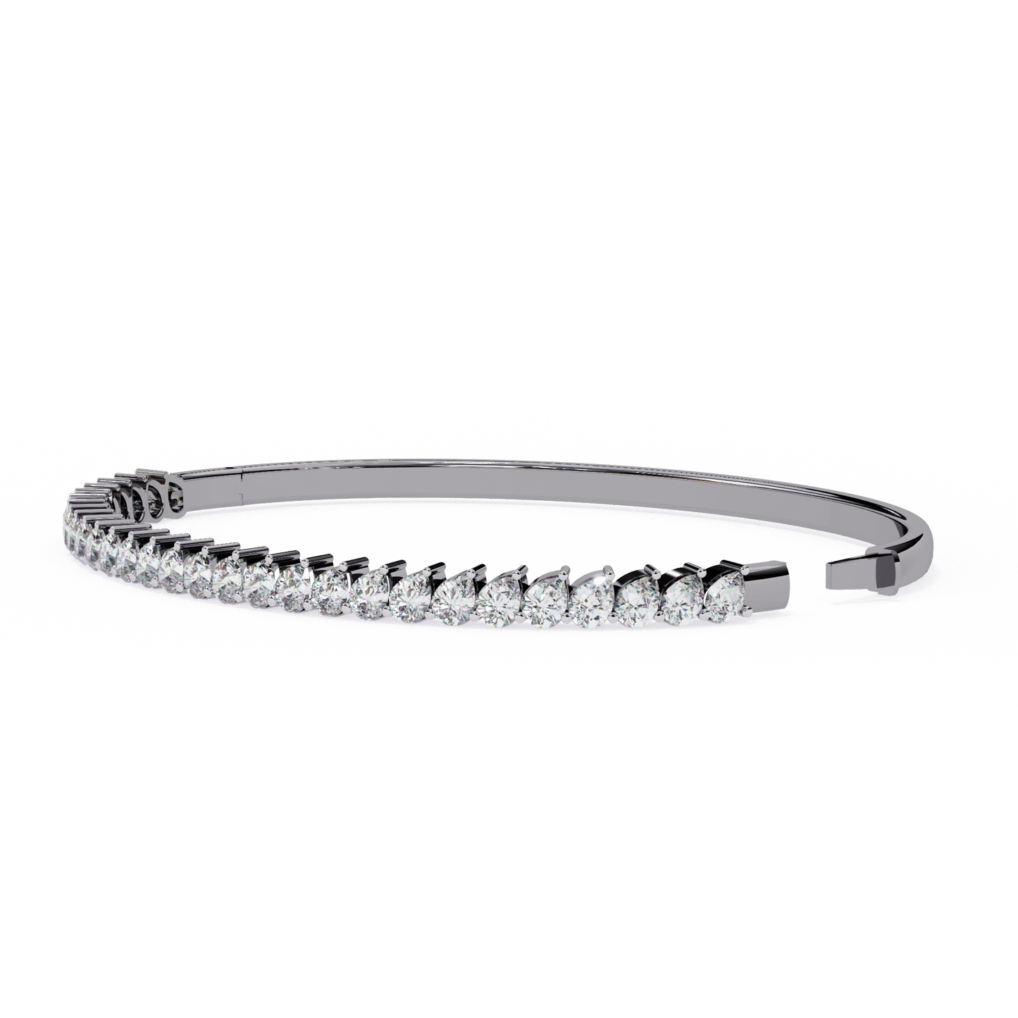 Raven – Half Tennis Bangle with Pear-Cut Diamonds