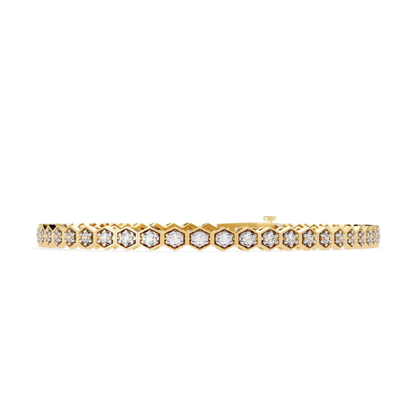 Endora - Hexagonal Frame- 1.8mm Round Diamond Tennis Bracelet