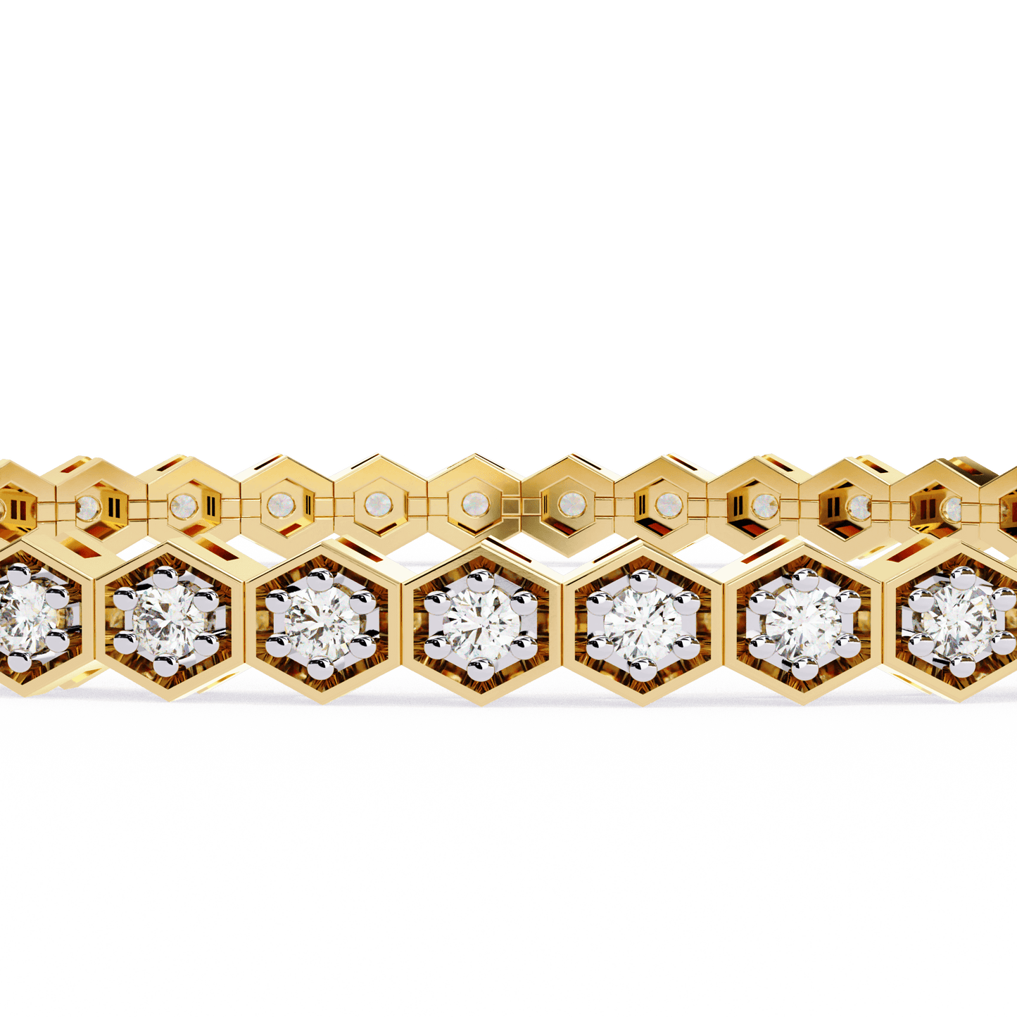 Endora - Hexagonal Frame- 1.8mm Round Diamond Tennis Bracelet