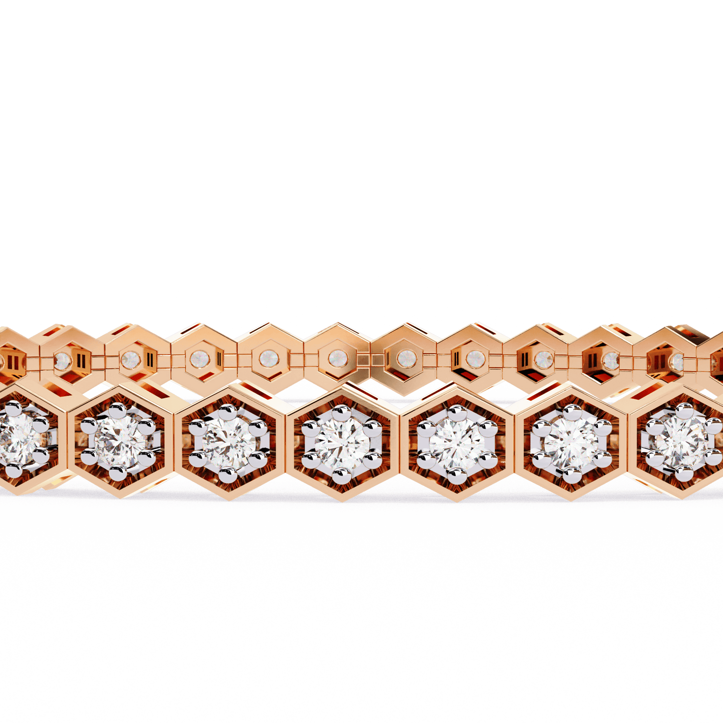Endora - Hexagonal Frame- 1.8mm Round Diamond Tennis Bracelet