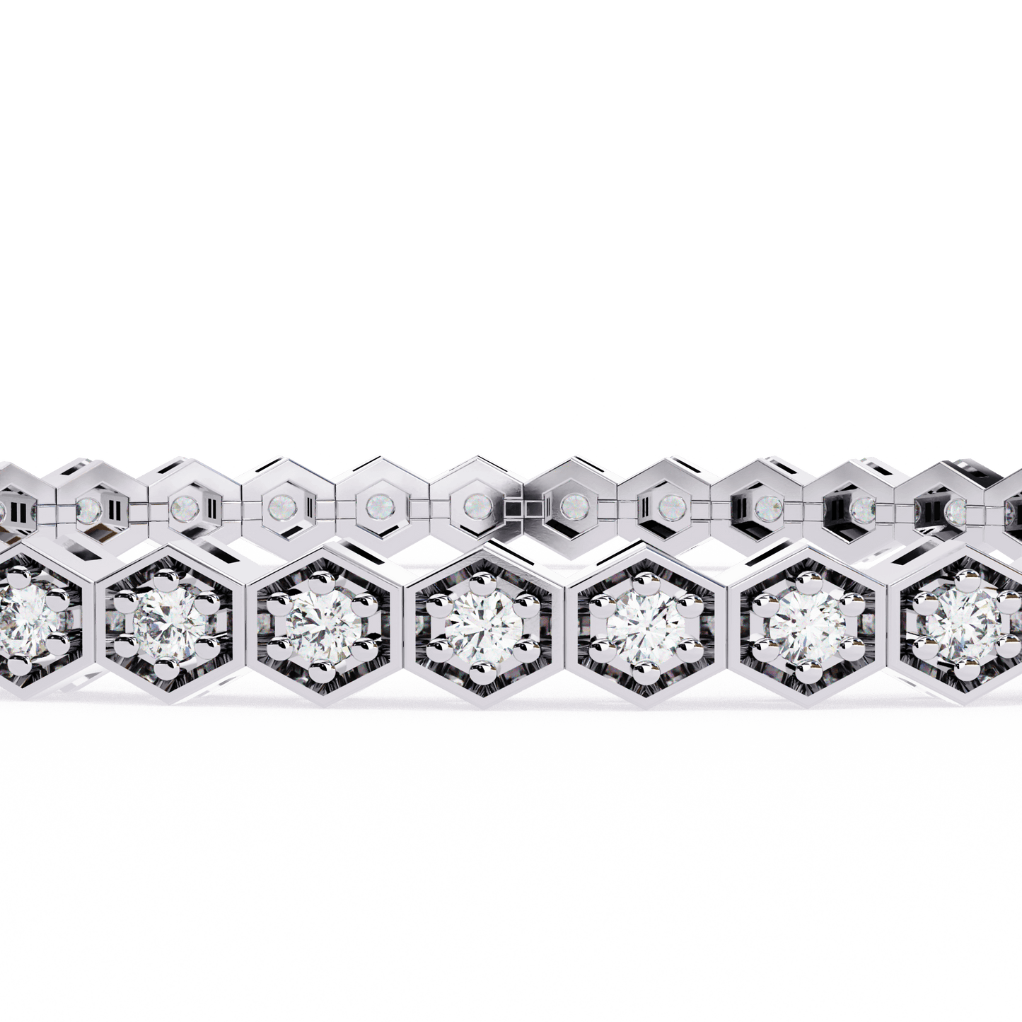Endora - Hexagonal Frame- 1.8mm Round Diamond Tennis Bracelet