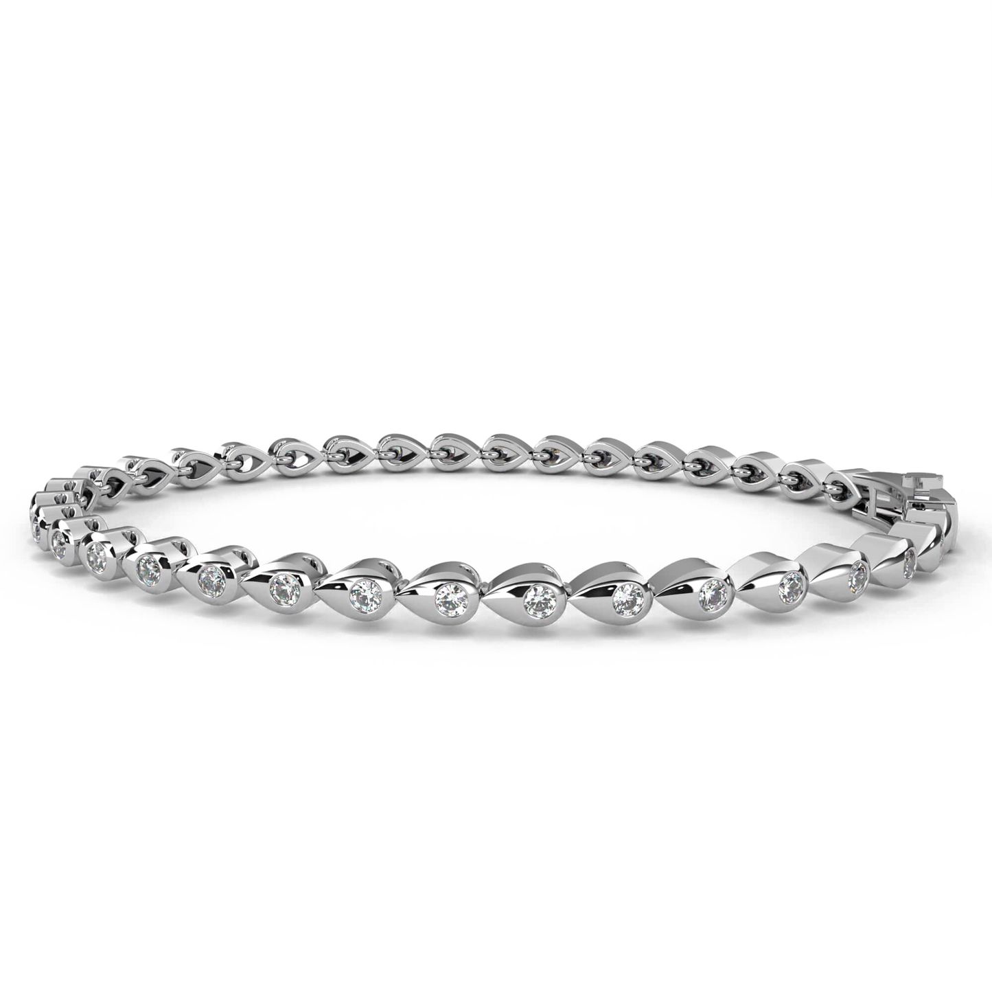 Dimah – Drop Motif- 2mm Round Diamond Tennis Bracelet