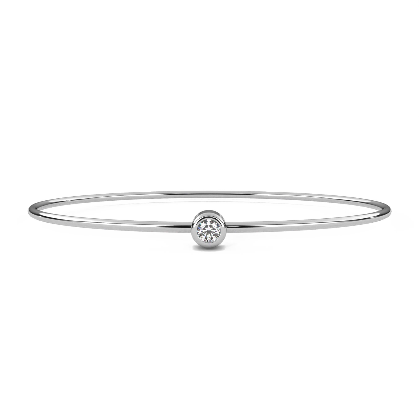 Roxana – Oval Gold Bangle with Bezel-Set Round Diamond