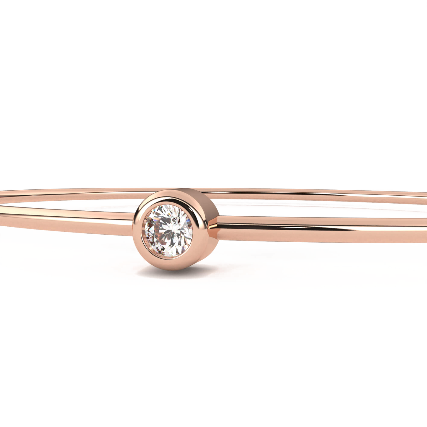 Roxana – Oval Gold Bangle with Bezel-Set Round Diamond