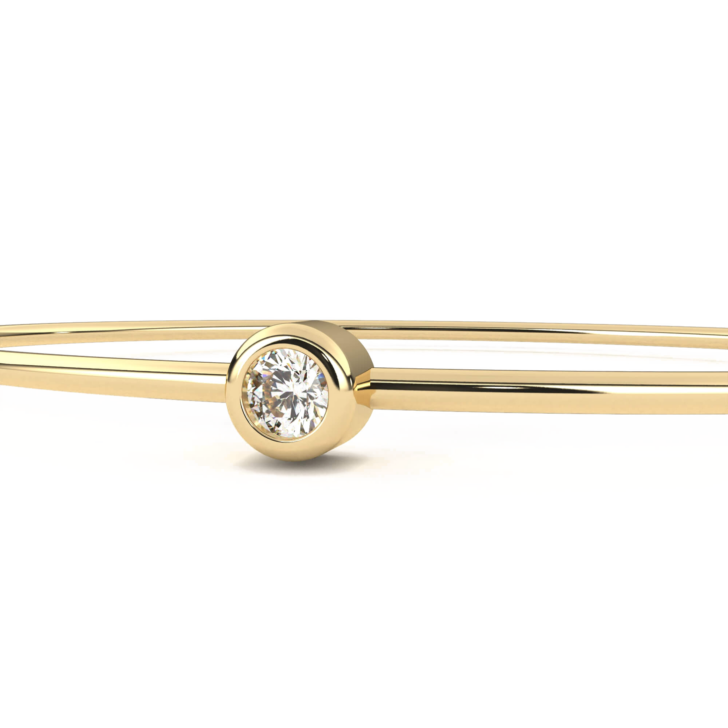 Roxana – Oval Gold Bangle with Bezel-Set Round Diamond