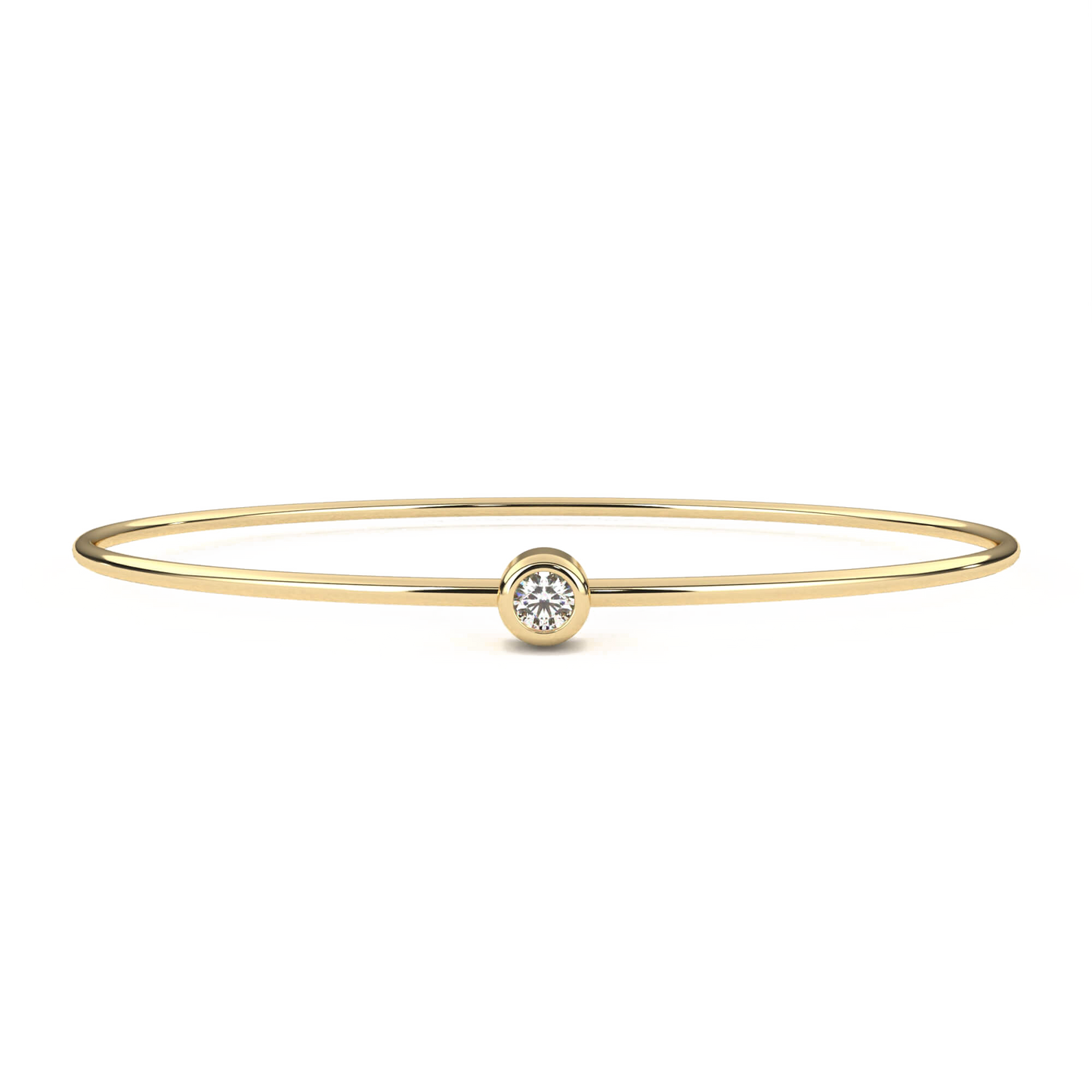 Roxana – Oval Gold Bangle with Bezel-Set Round Diamond