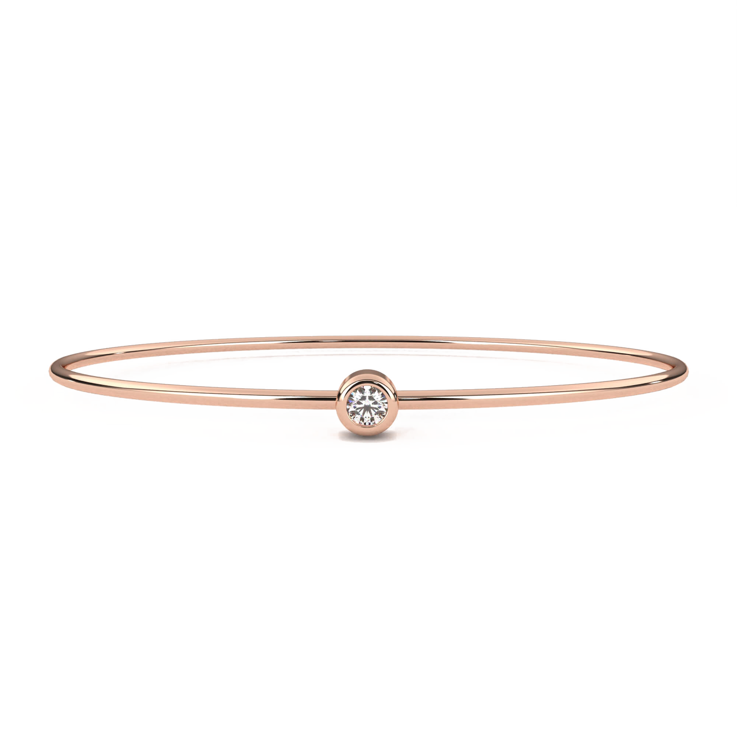 Roxana – Oval Gold Bangle with Bezel-Set Round Diamond
