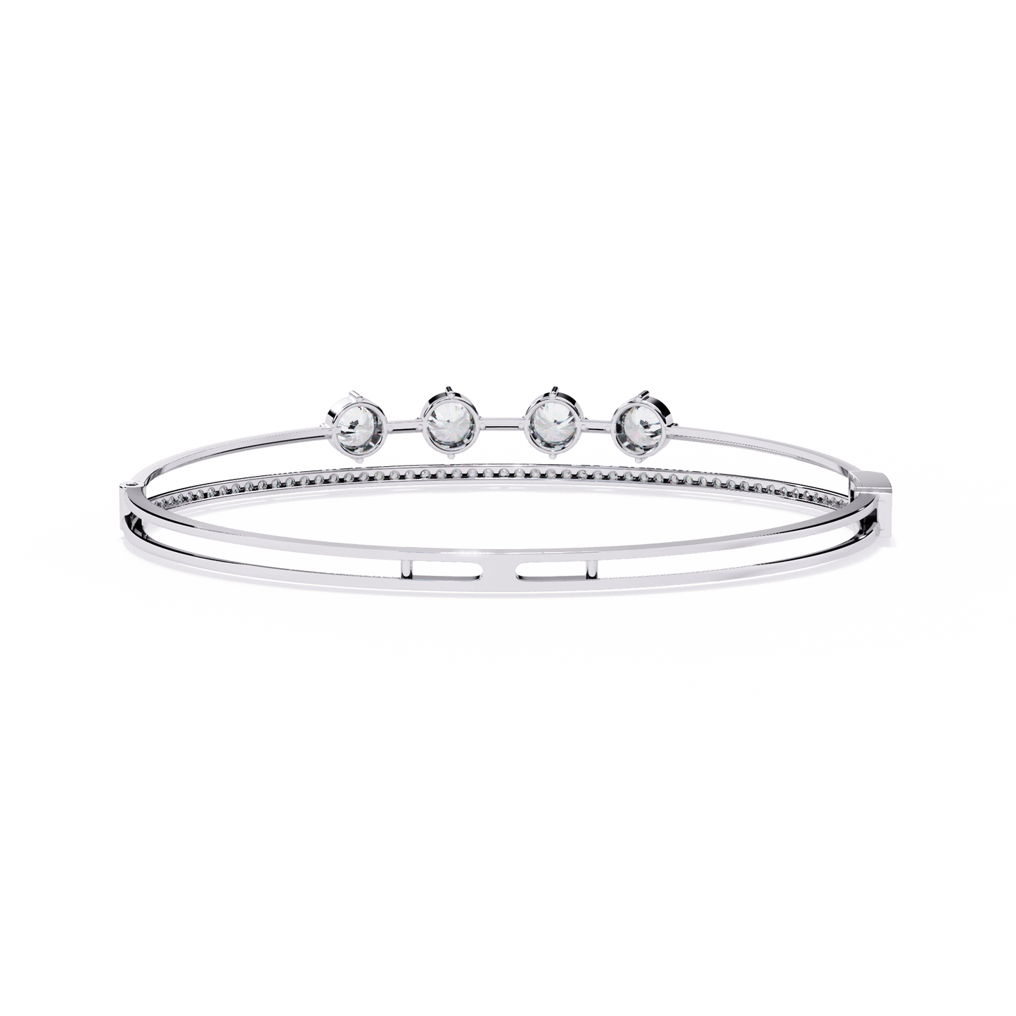 Simran – Half Tennis Diamond Bangle with Round Centre Stones