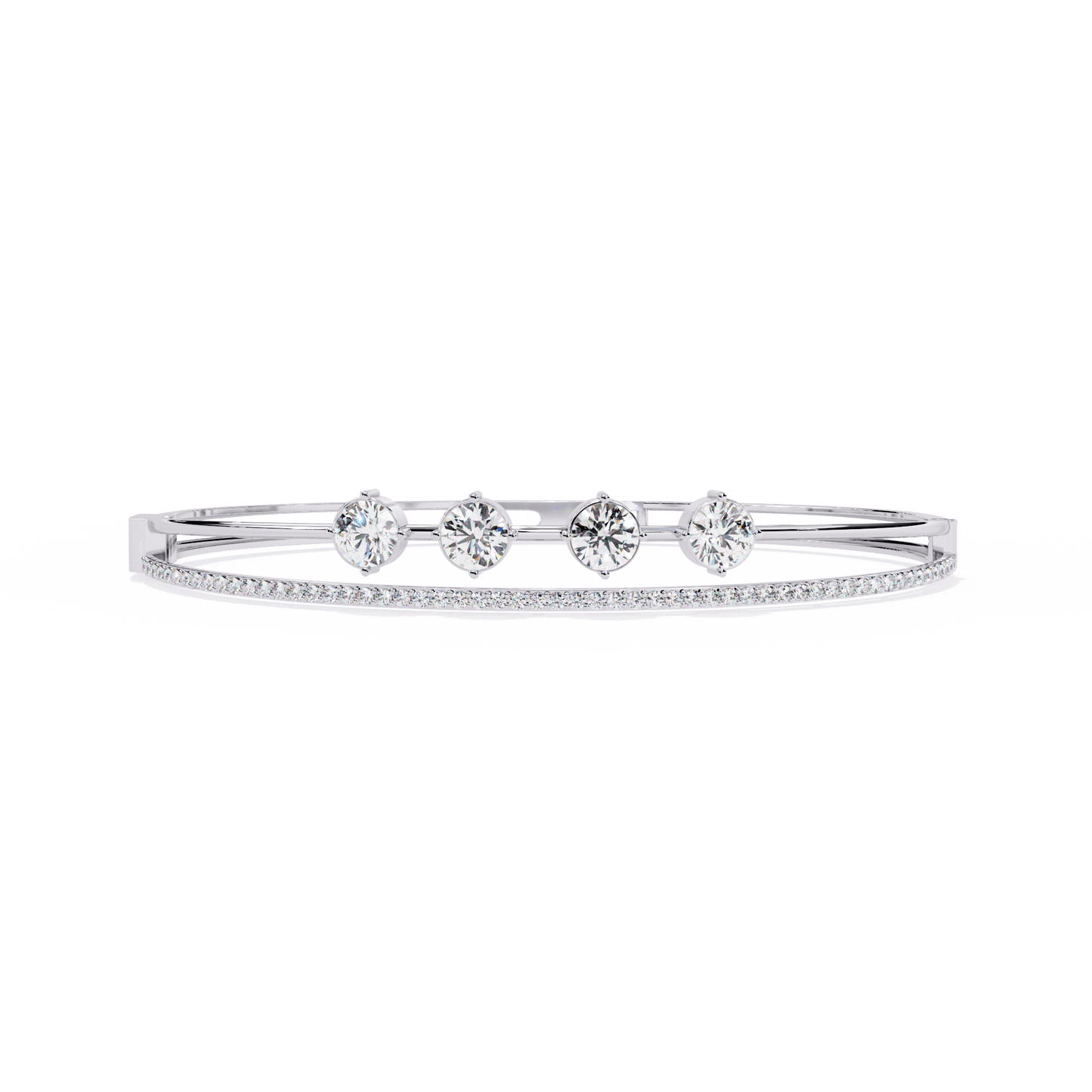 Simran – Half Tennis Diamond Bangle with Round Centre Stones