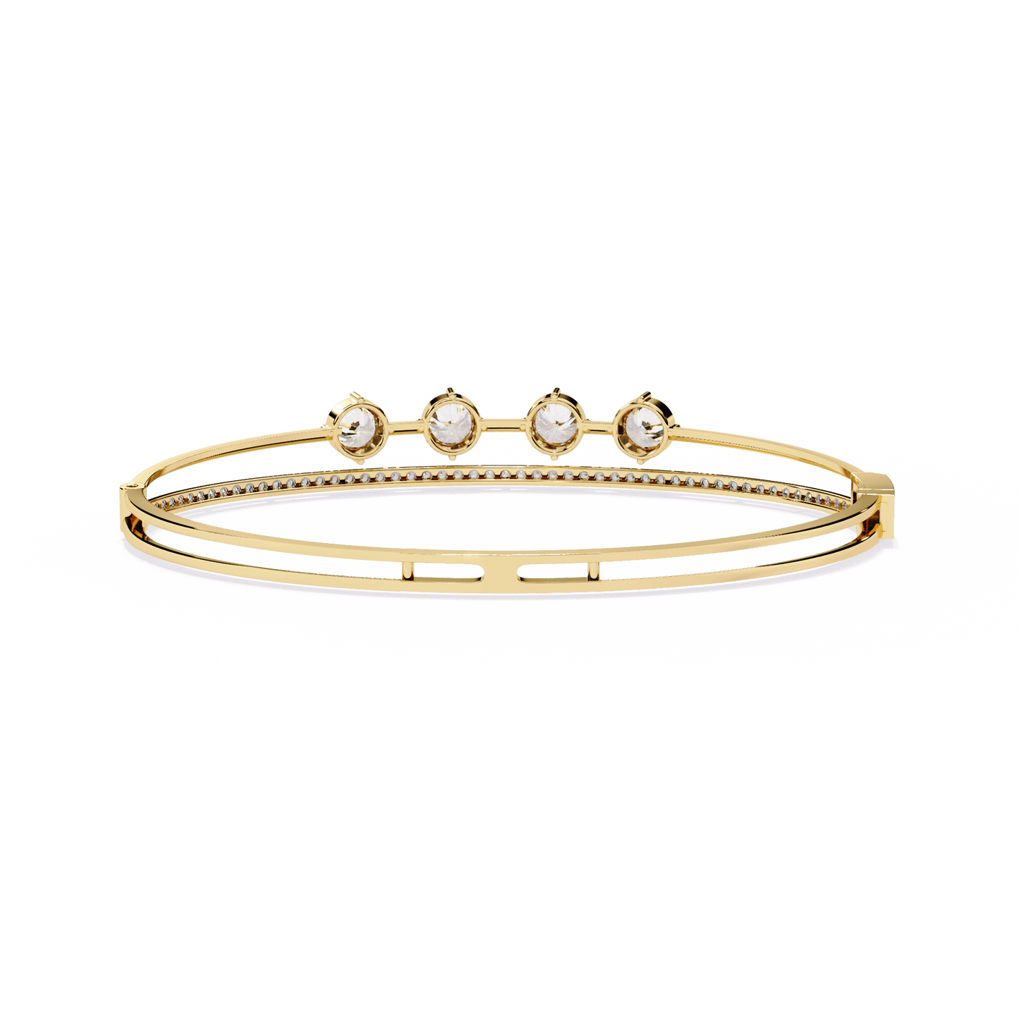 Simran – Half Tennis Diamond Bangle with Round Centre Stones