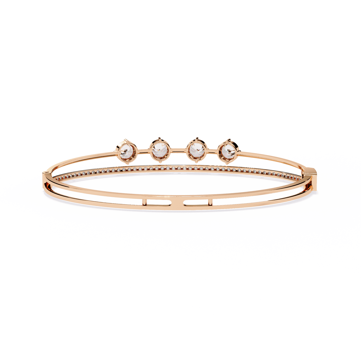 Simran – Half Tennis Diamond Bangle with Round Centre Stones