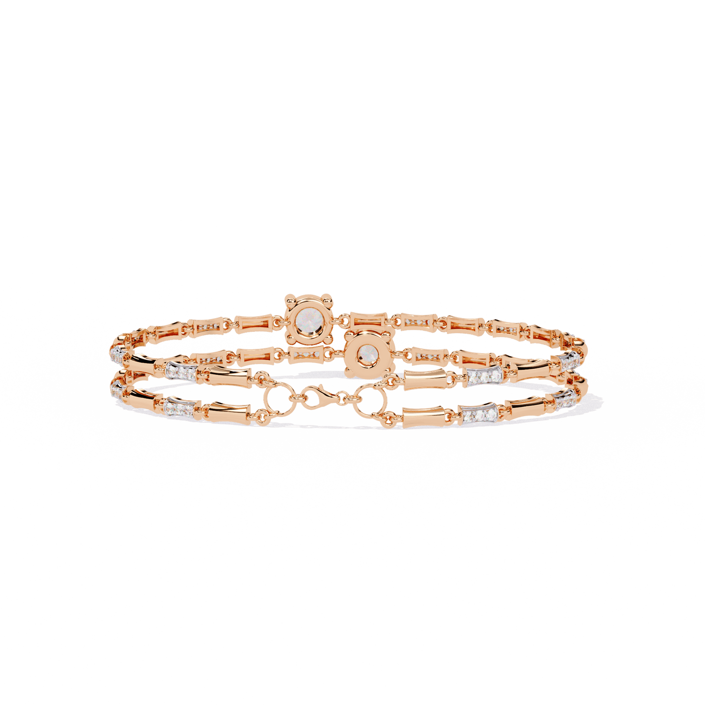 Yvette – Double Solitaire Diamond Link Bracelet