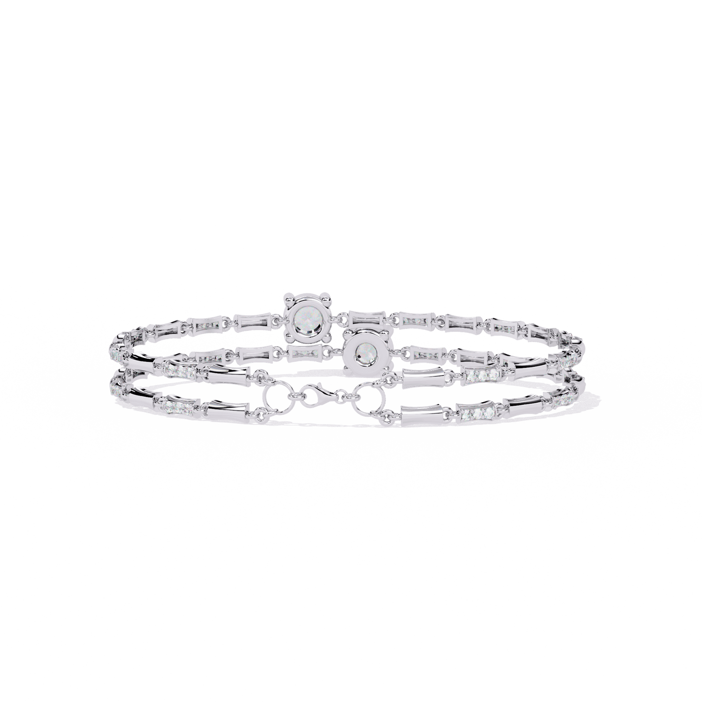 Yvette – Double Solitaire Diamond Link Bracelet