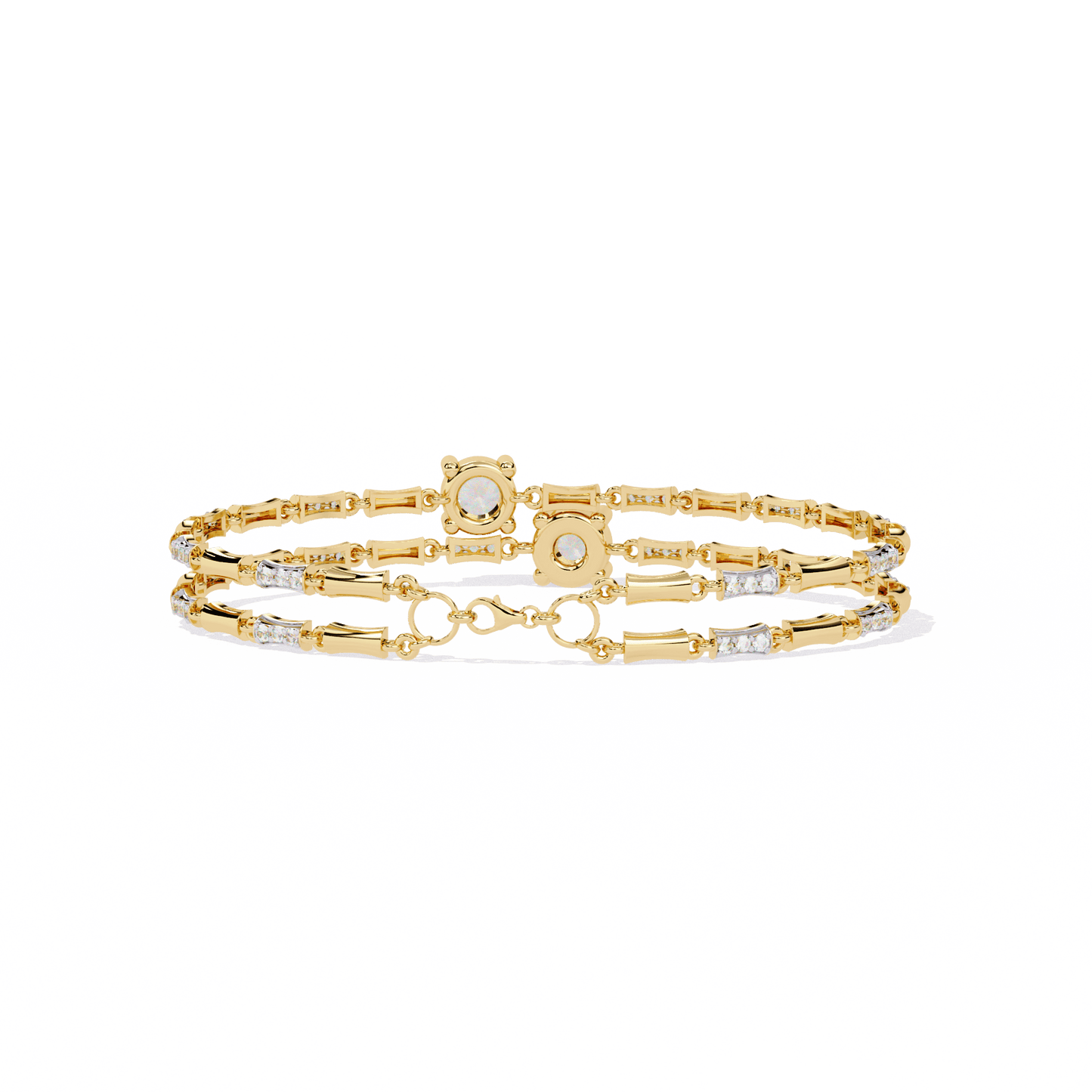 Yvette – Double Solitaire Diamond Link Bracelet