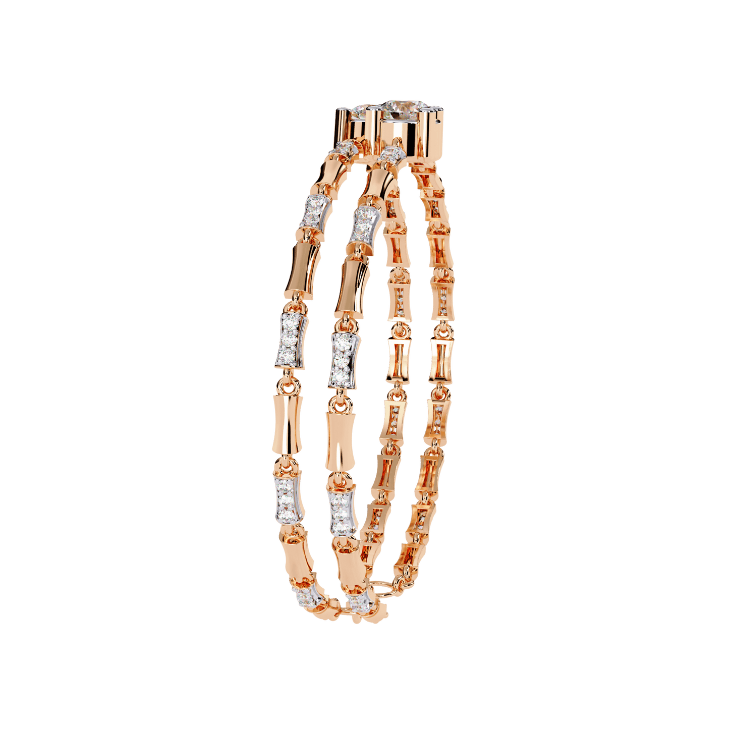 Yvette – Double Solitaire Diamond Link Bracelet