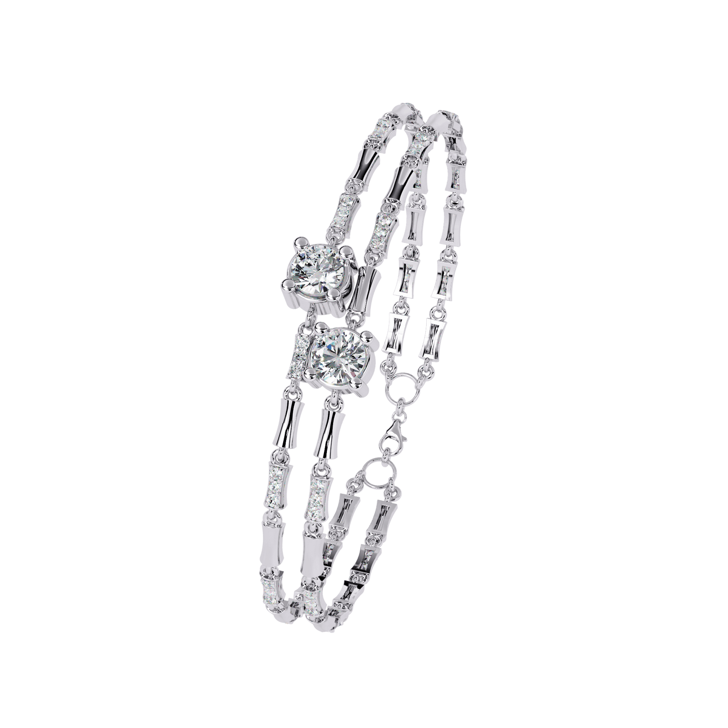 Yvette – Double Solitaire Diamond Link Bracelet