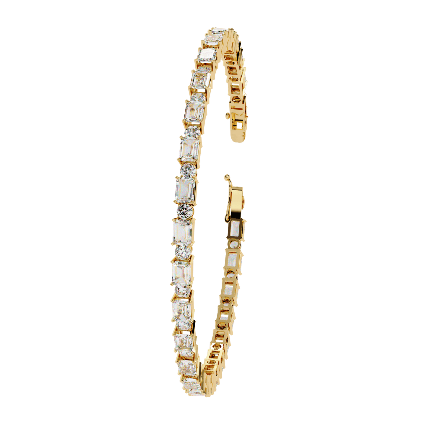 Zola – Alternating Emerald and Round Diamond Tennis Bangle