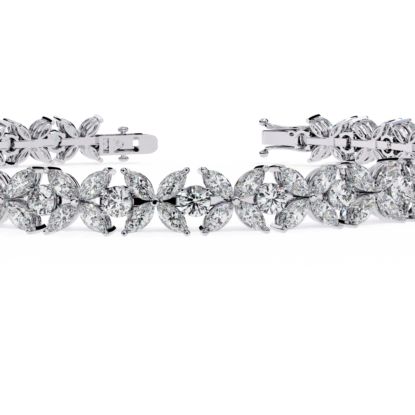 Valerie- Floral Inspired Marquise and Round Diamond Bangle