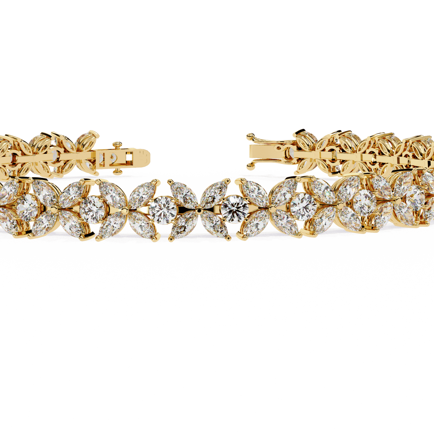 Valerie- Floral Inspired Marquise and Round Diamond Bangle