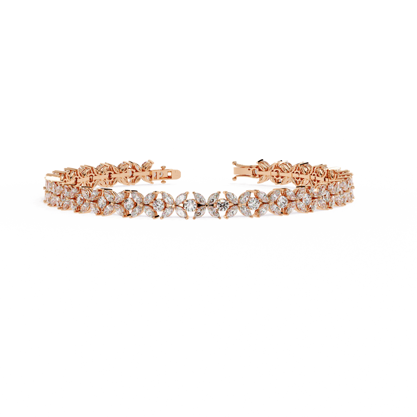 Valerie- Floral Inspired Marquise and Round Diamond Bangle