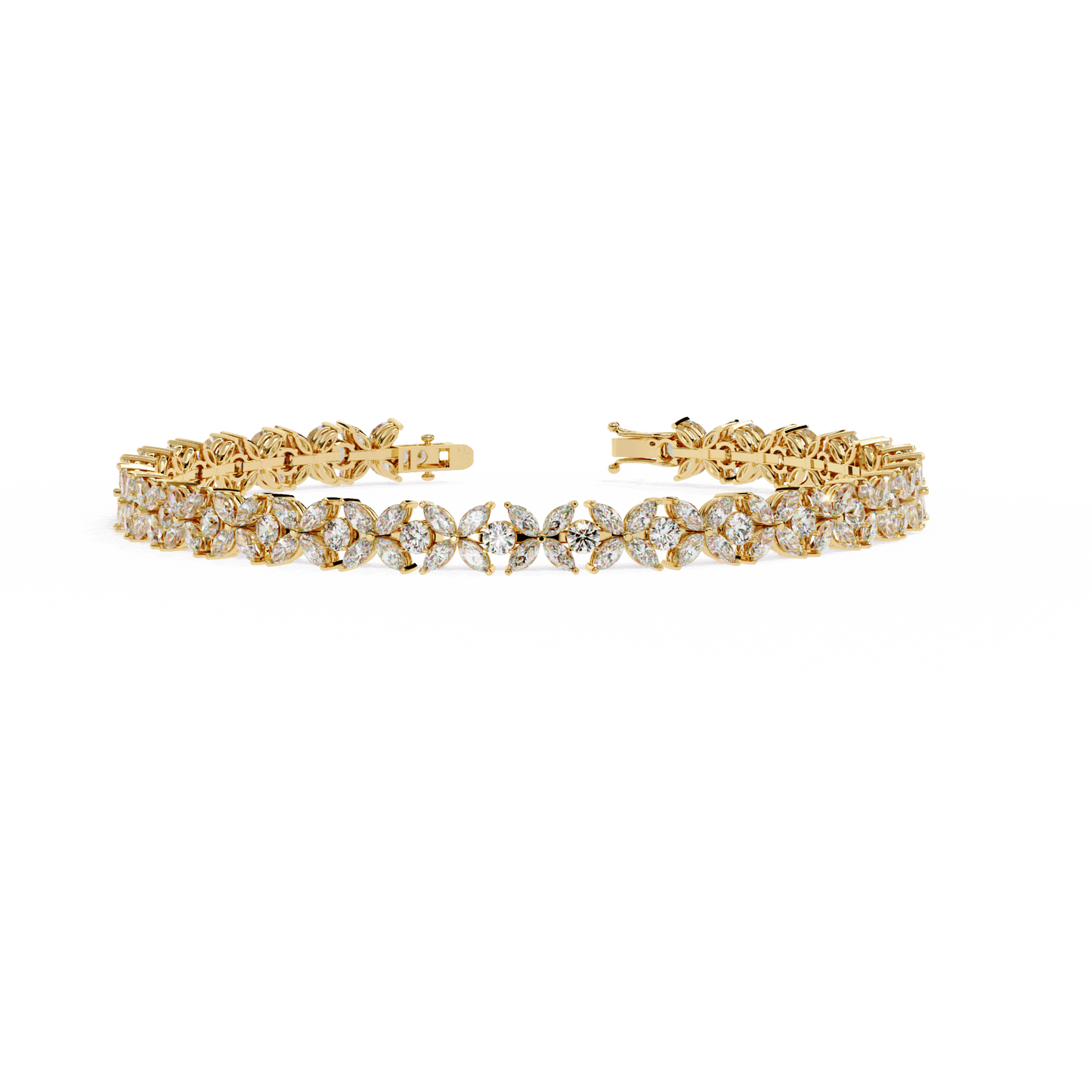 Valerie- Floral Inspired Marquise and Round Diamond Bangle