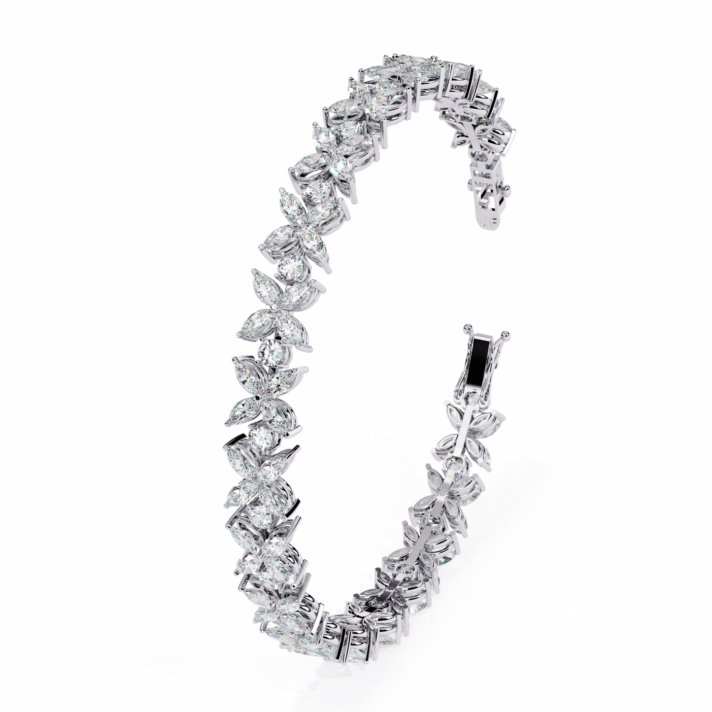 Valerie- Floral Inspired Marquise and Round Diamond Bangle