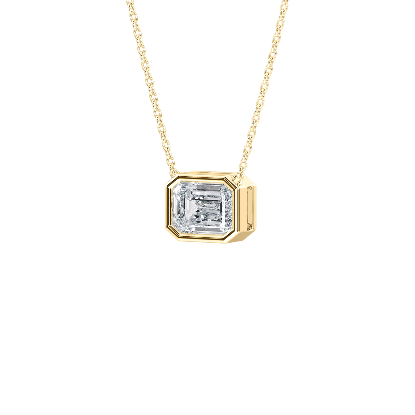 Jaime– Emerald-Cut Bezel Solitaire Pendant