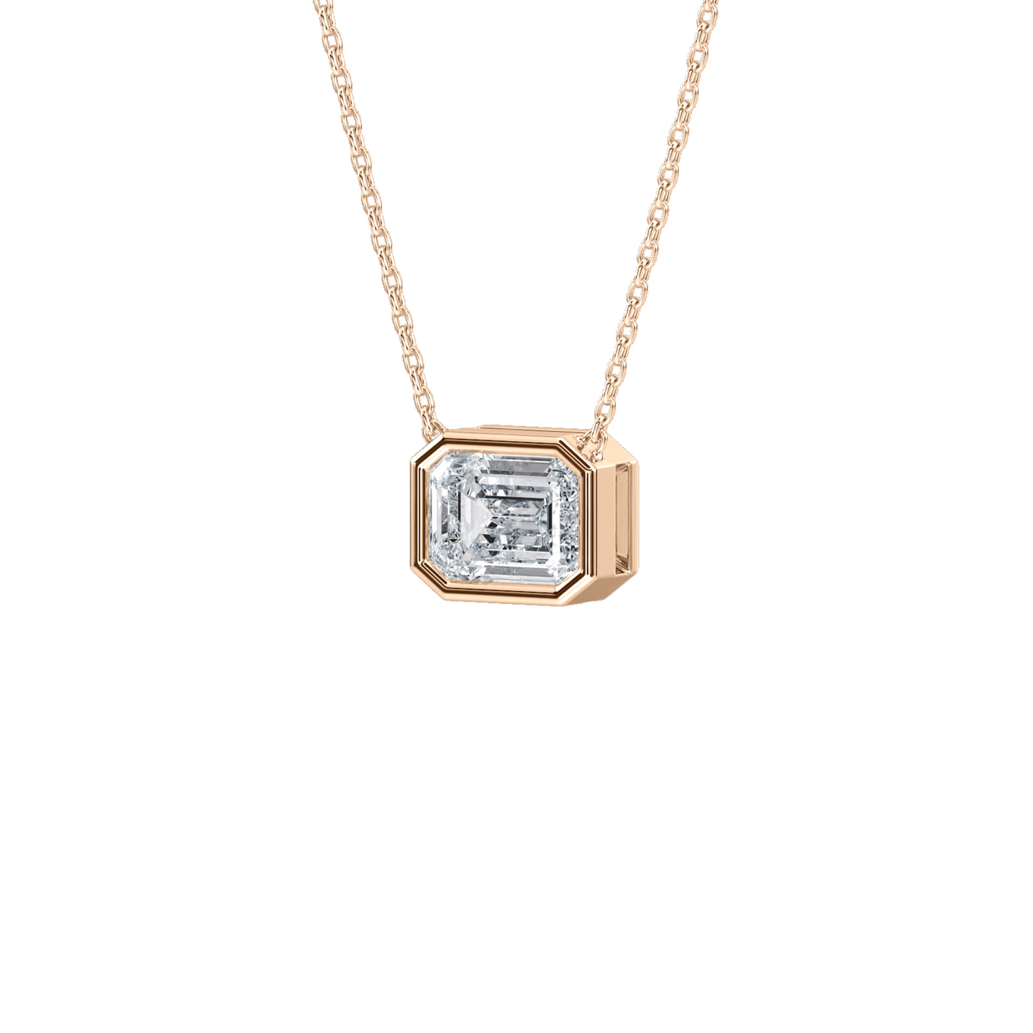Jaime– Emerald-Cut Bezel Solitaire Pendant