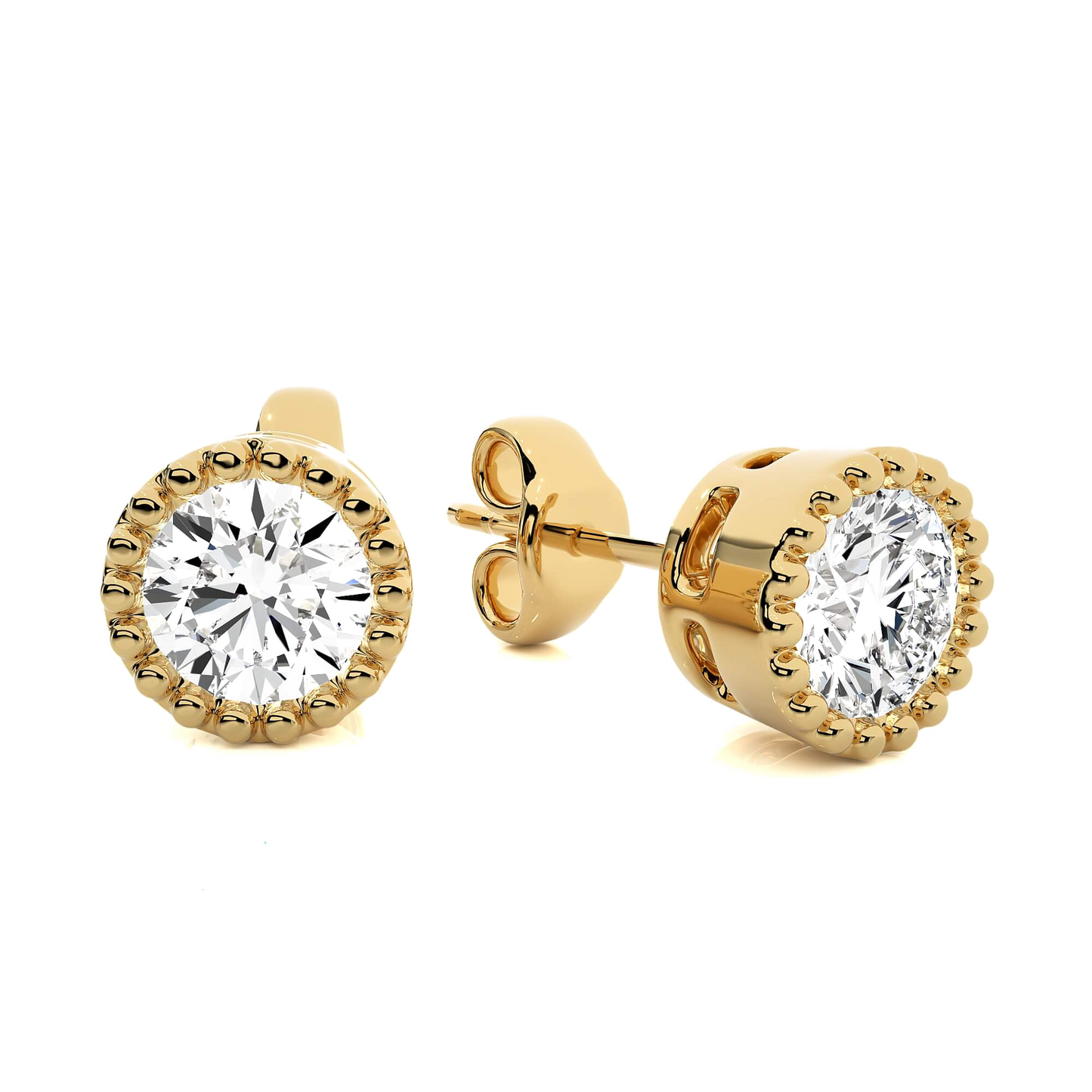 Mary – Milgrain Bezel Solitaire Diamond Studs