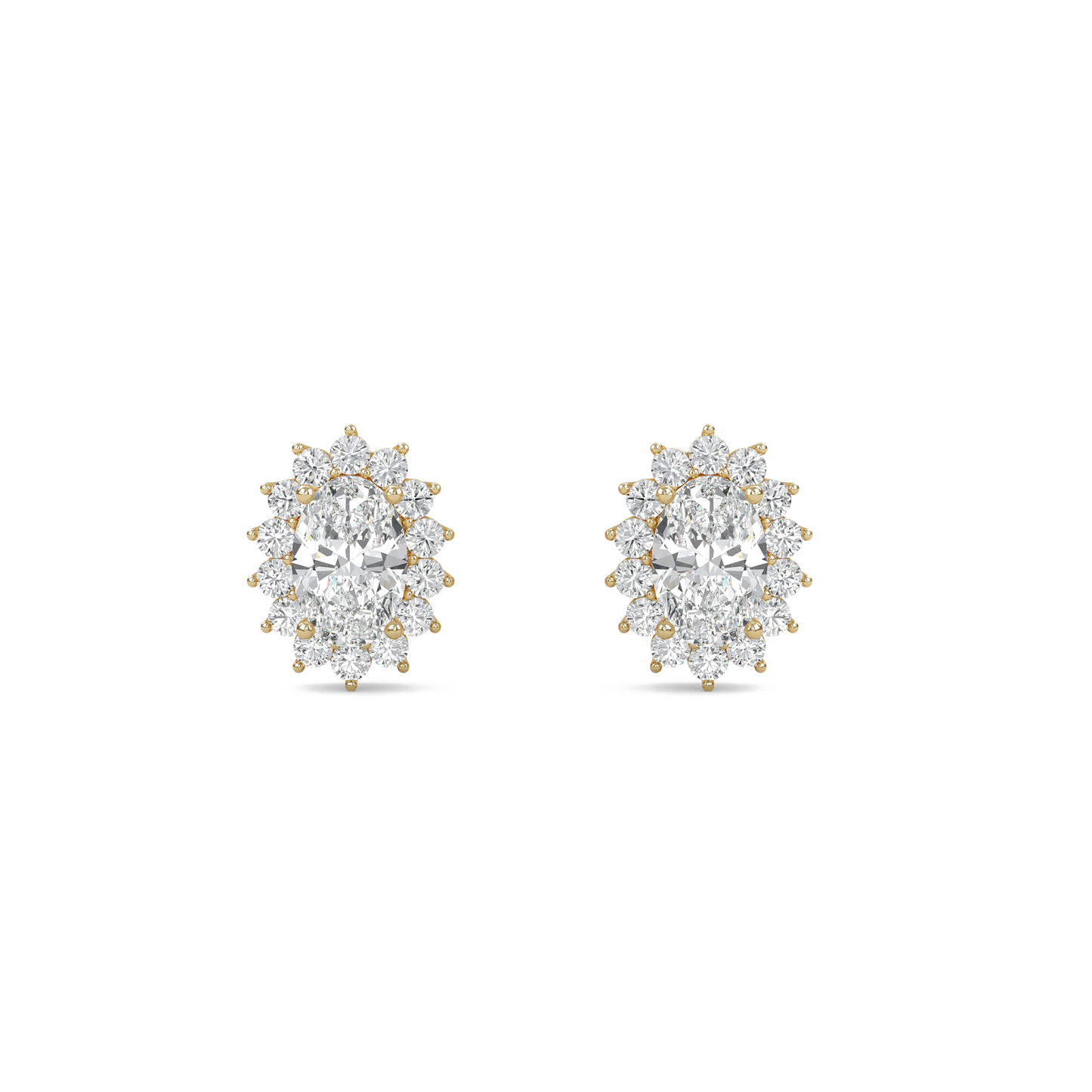Misaki – Oval Solitaire Diamond Halo Studs