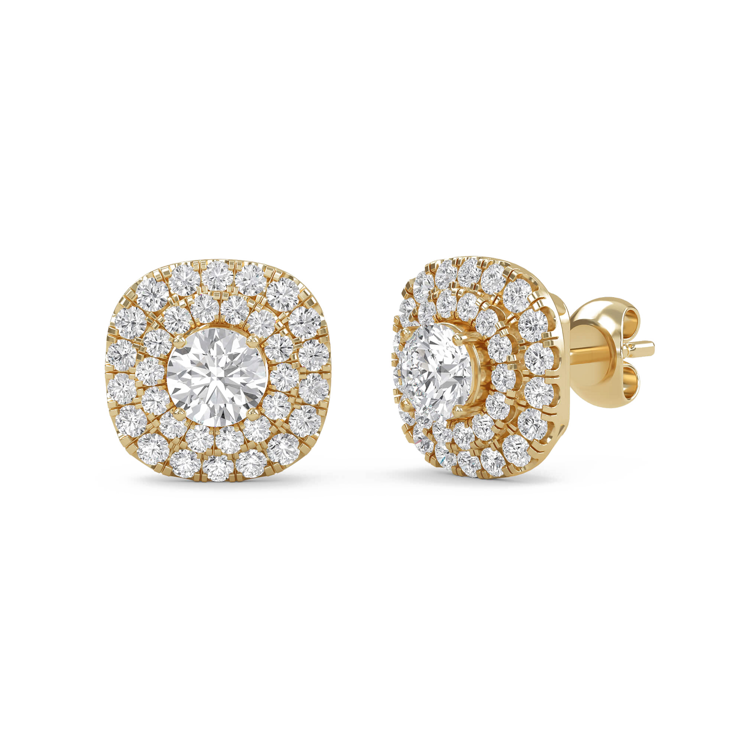Nina – Round Double Halo Diamond Studs