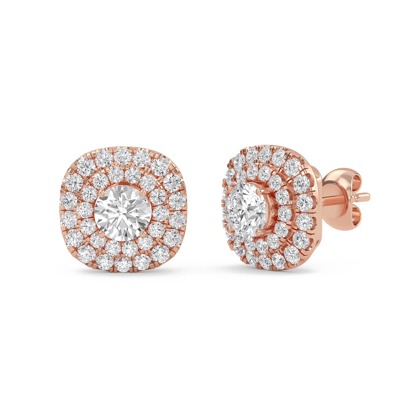 Nina – Round Double Halo Diamond Studs