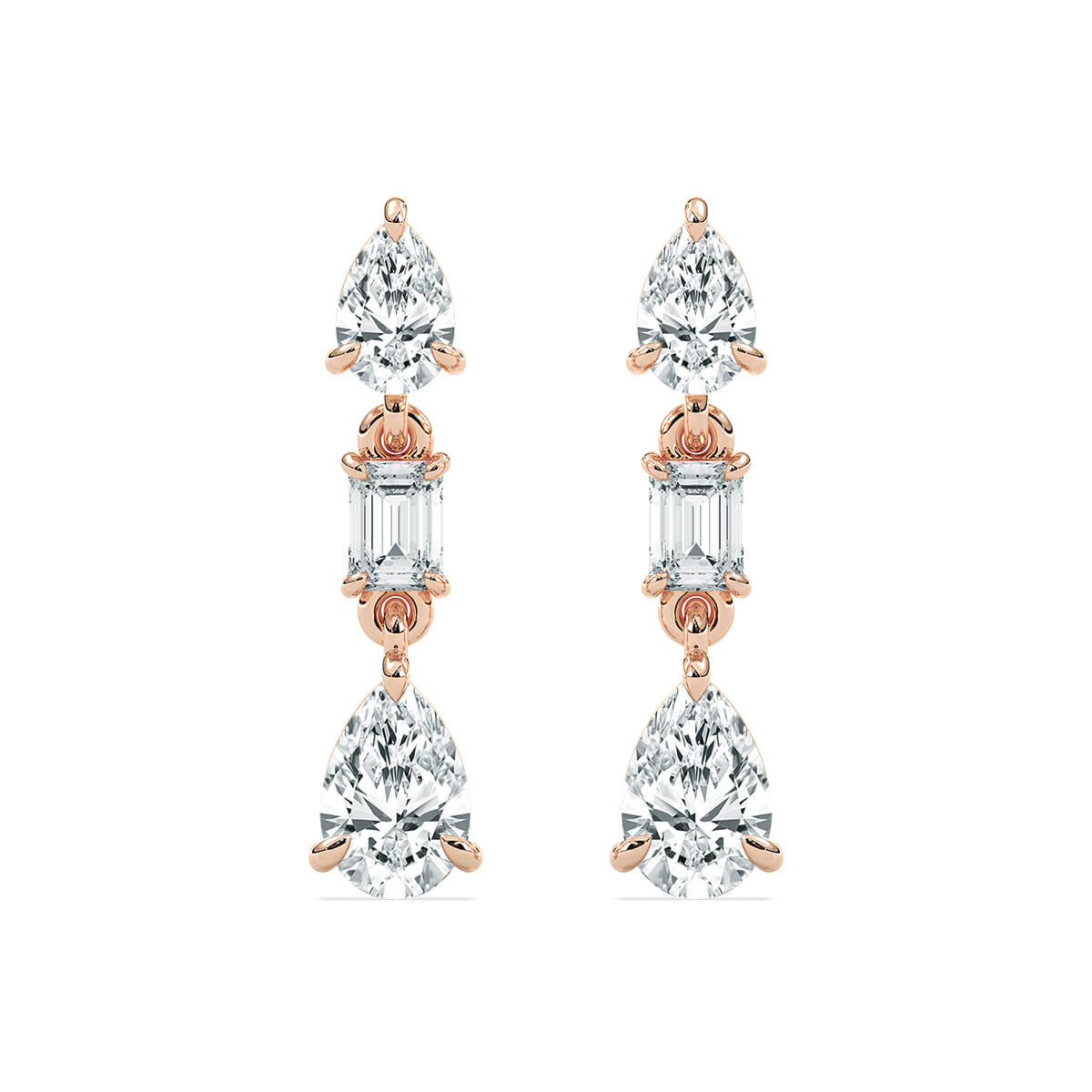 Ella – Pear & Emerald-Cut Drop Studs