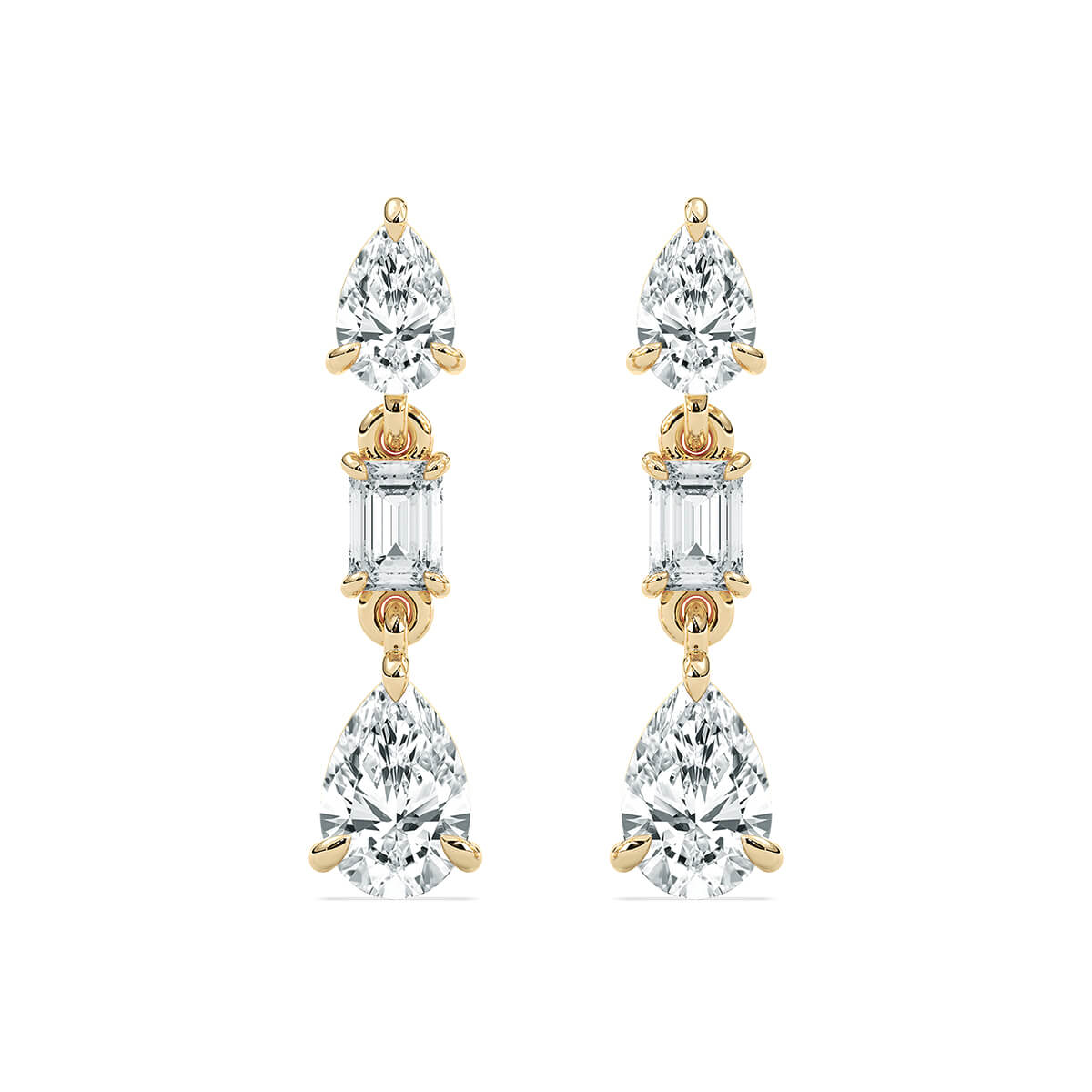 Ella – Pear & Emerald-Cut Drop Studs