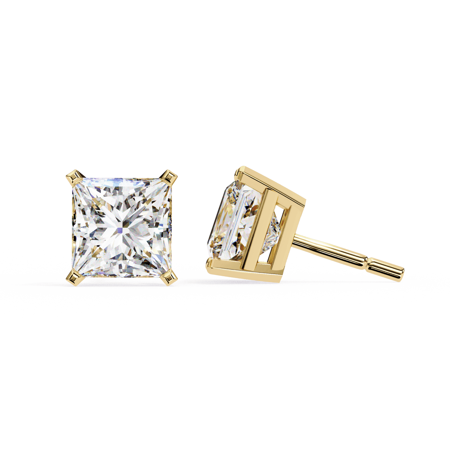 Carat House Dubai Abigail classic princess stud earrings featuring sparkling gemstone designs and elegant silver settings.