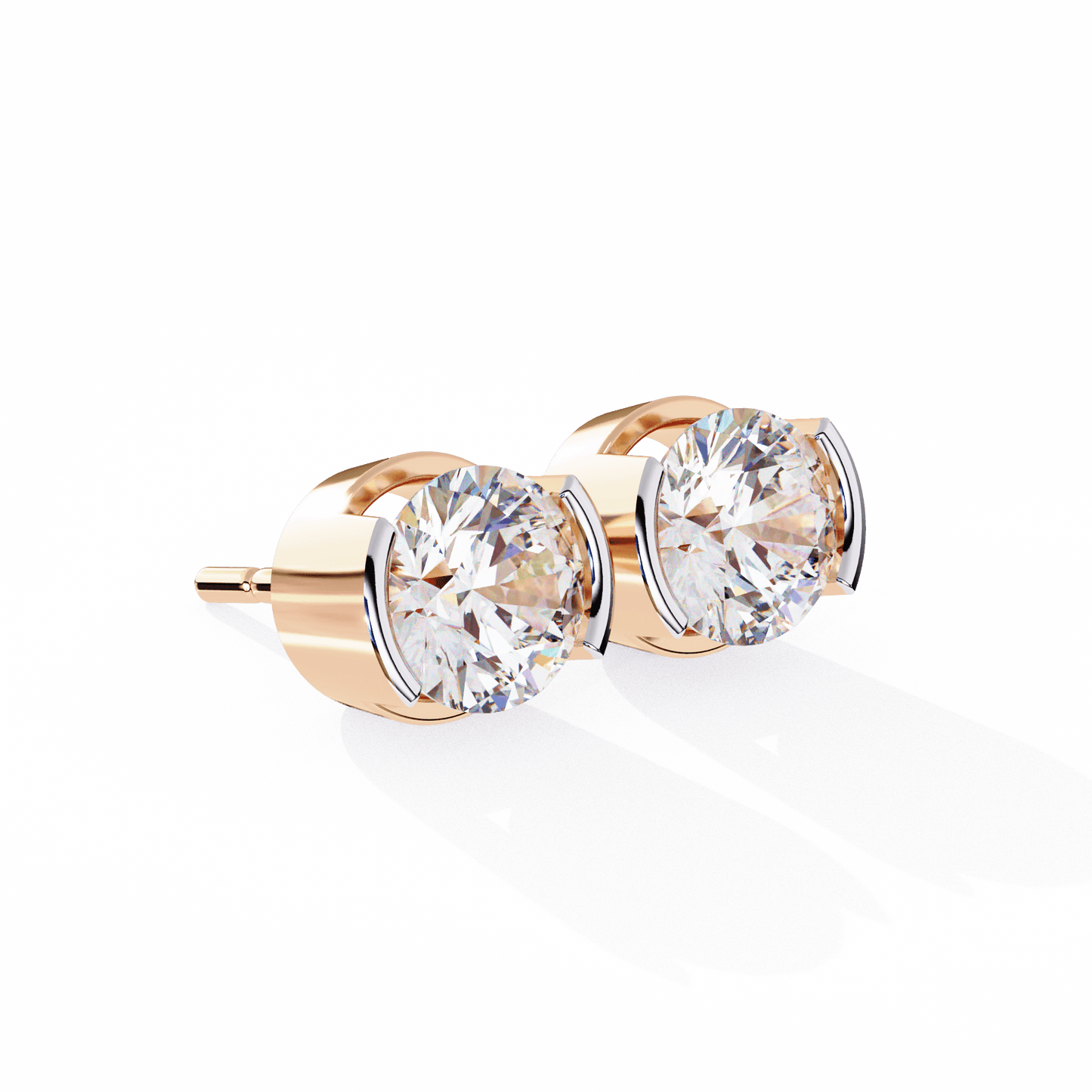 Amy- Semi Bezel Round Diamond Studs
