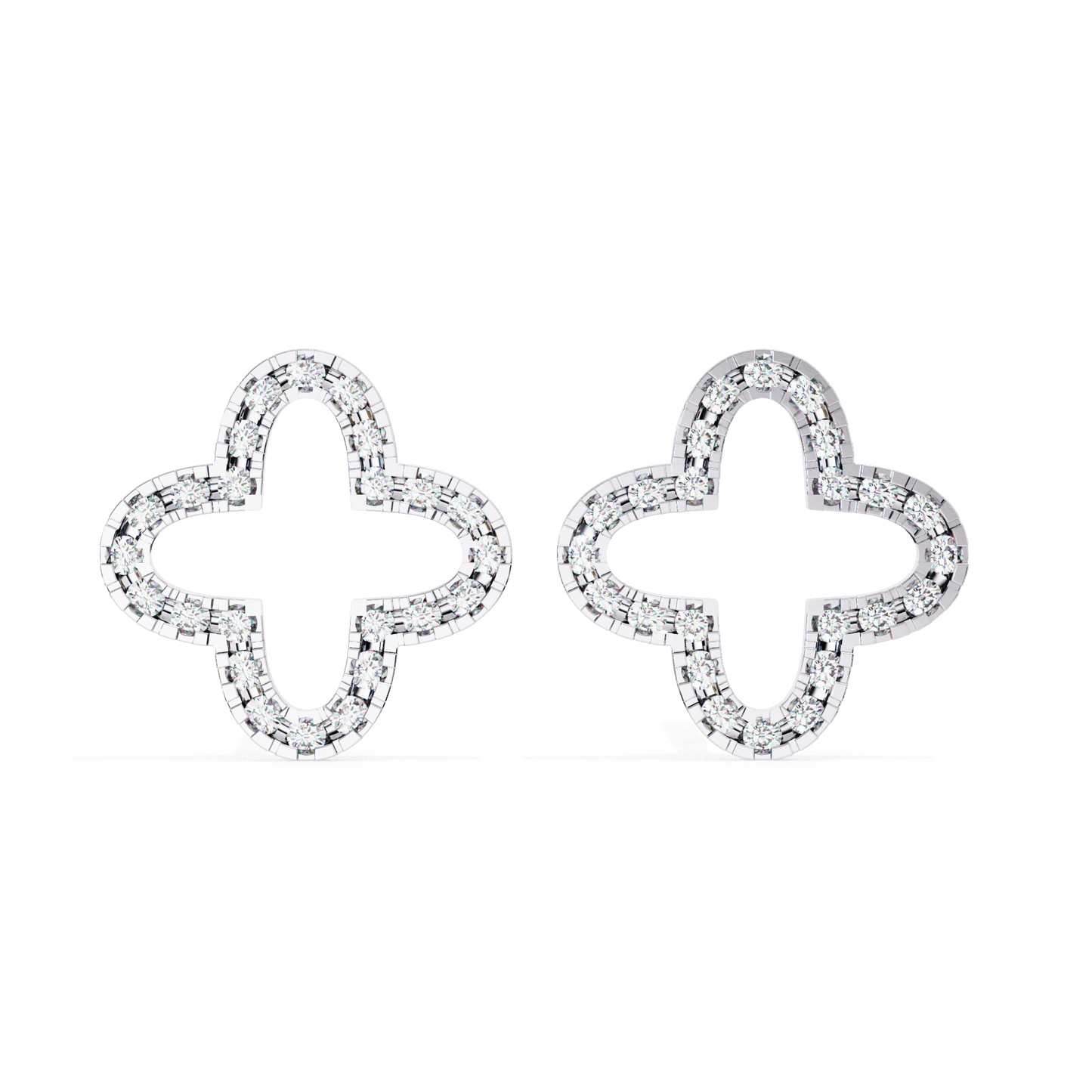 Lune – Diamond Quatrefoil Studs