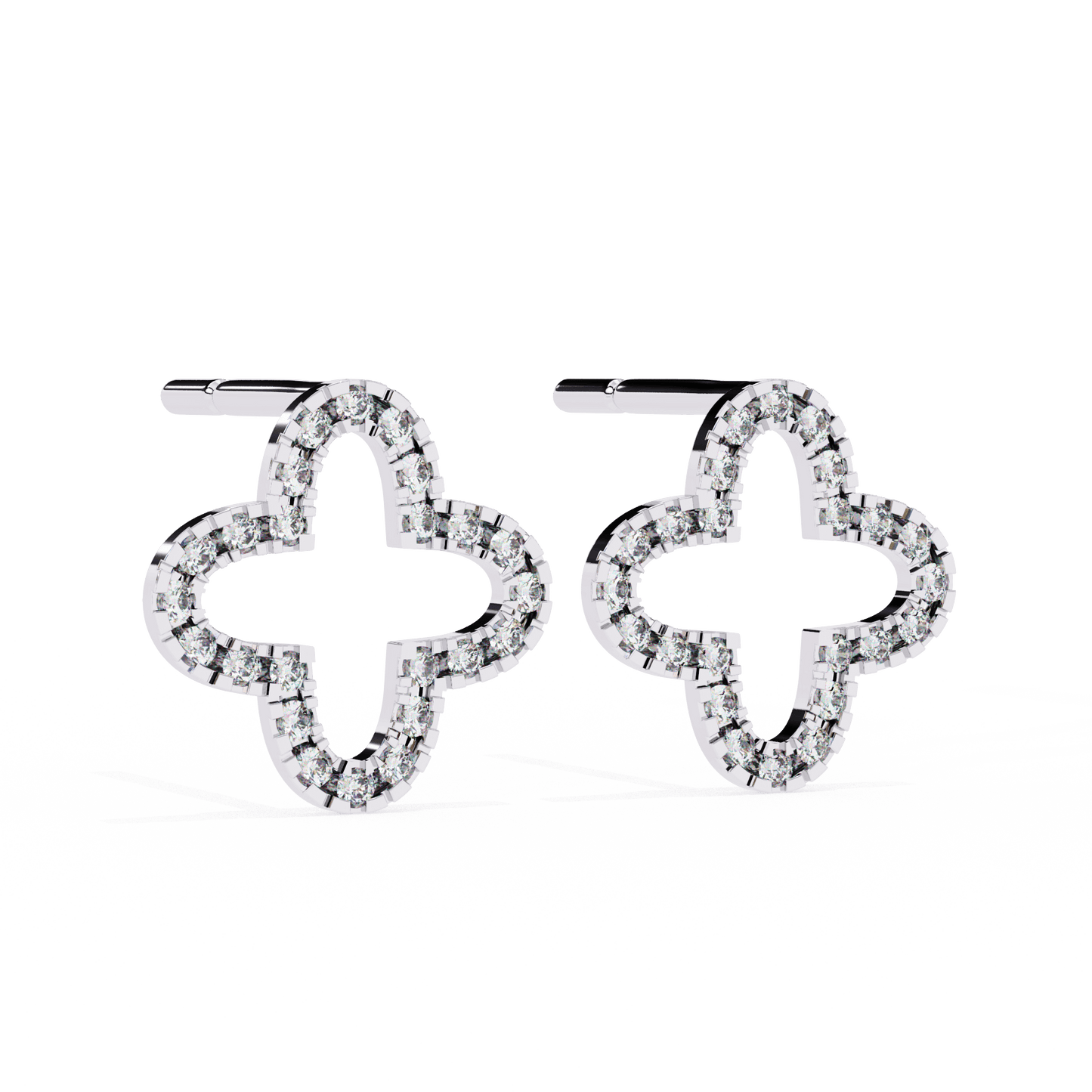 Lune – Diamond Quatrefoil Studs