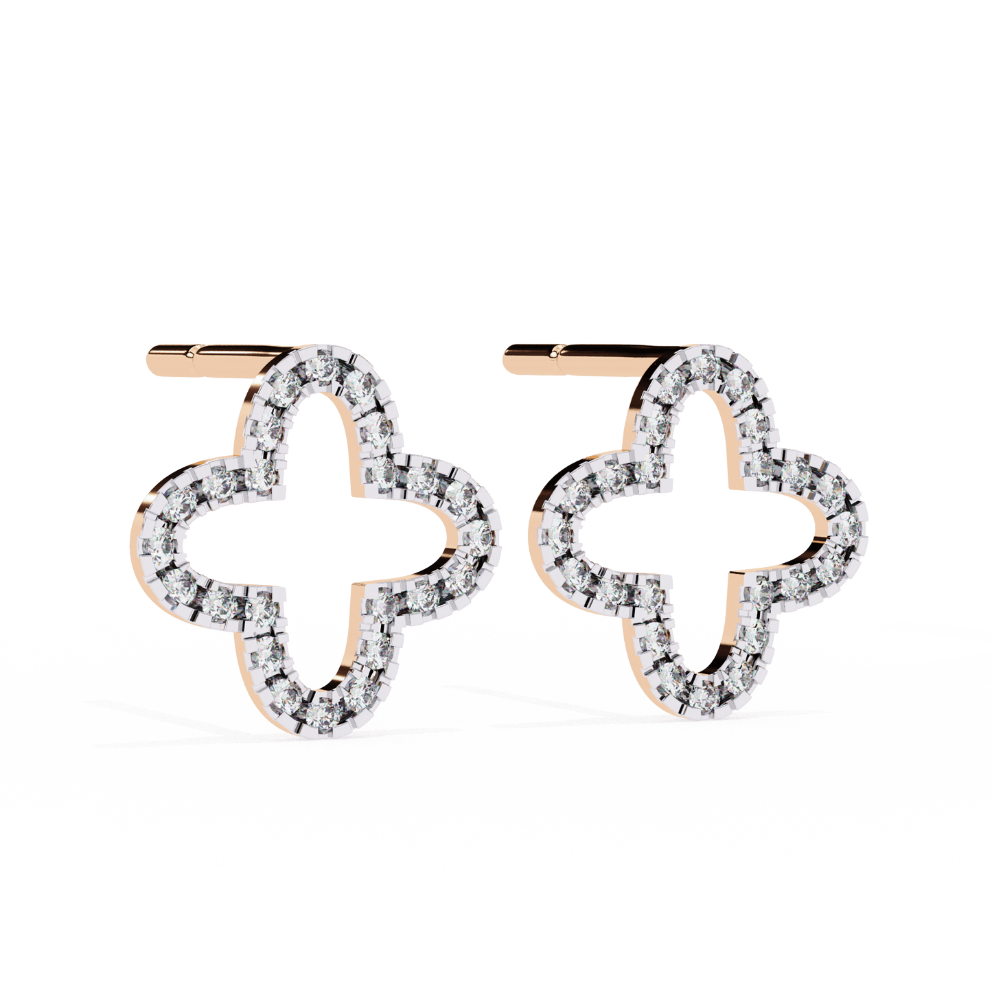 Lune – Diamond Quatrefoil Studs