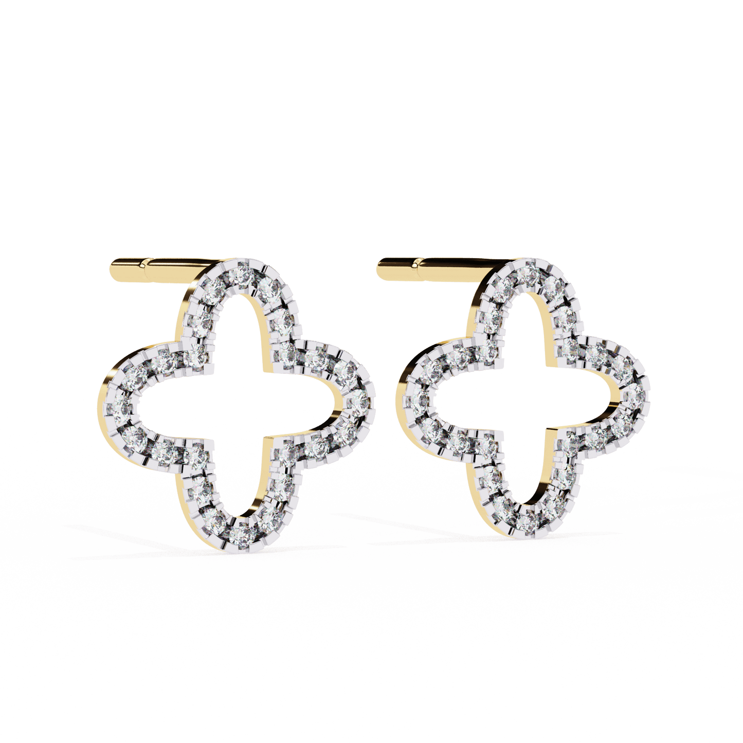 Lune – Diamond Quatrefoil Studs