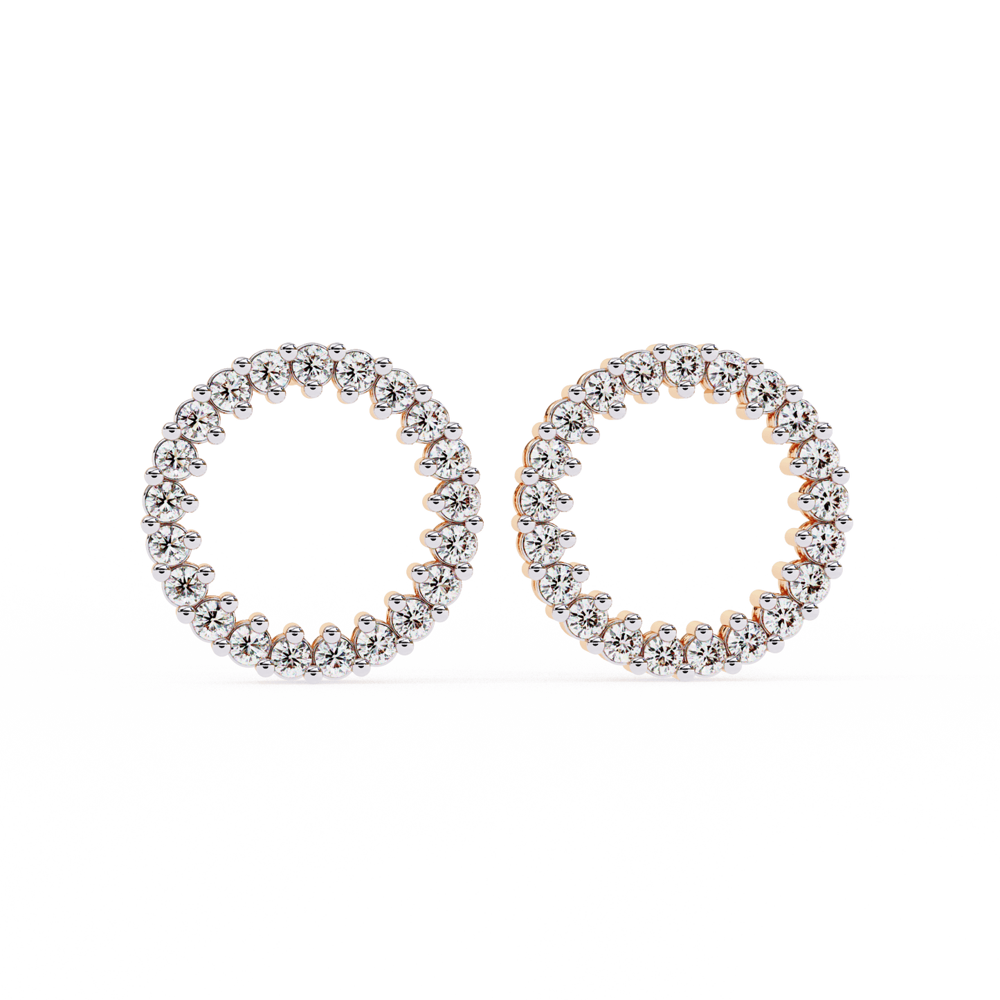 Sofia- Round-Cut Diamond Circle Stud Earrings