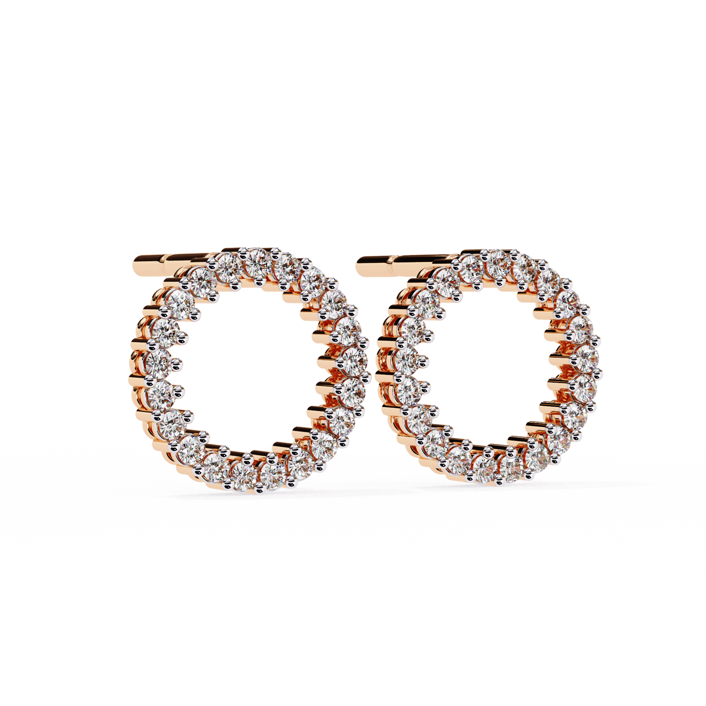 Sofia- Round-Cut Diamond Circle Stud Earrings