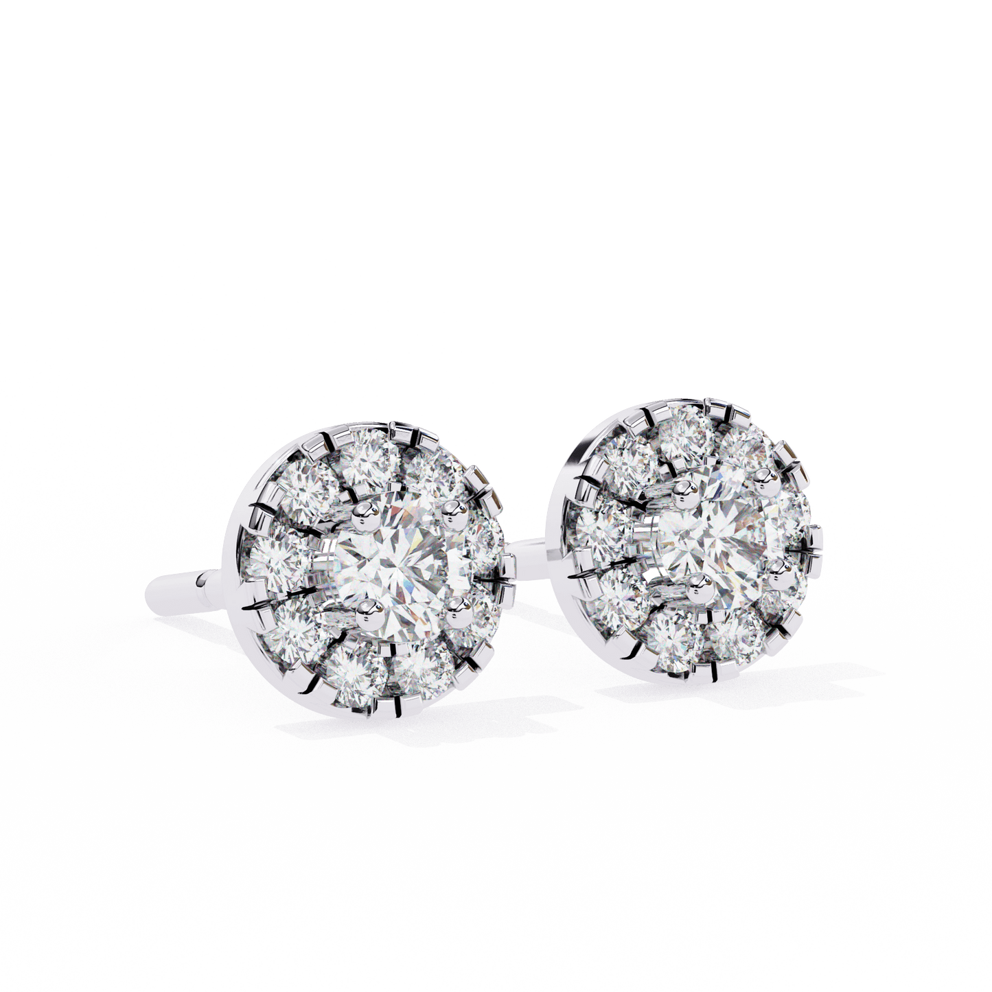 Bonnie – Round Diamond Studs with Illusion Halo