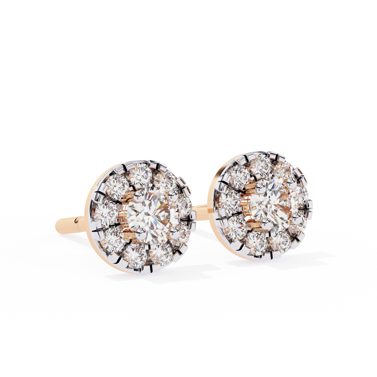 Bonnie – Round Diamond Studs with Illusion Halo