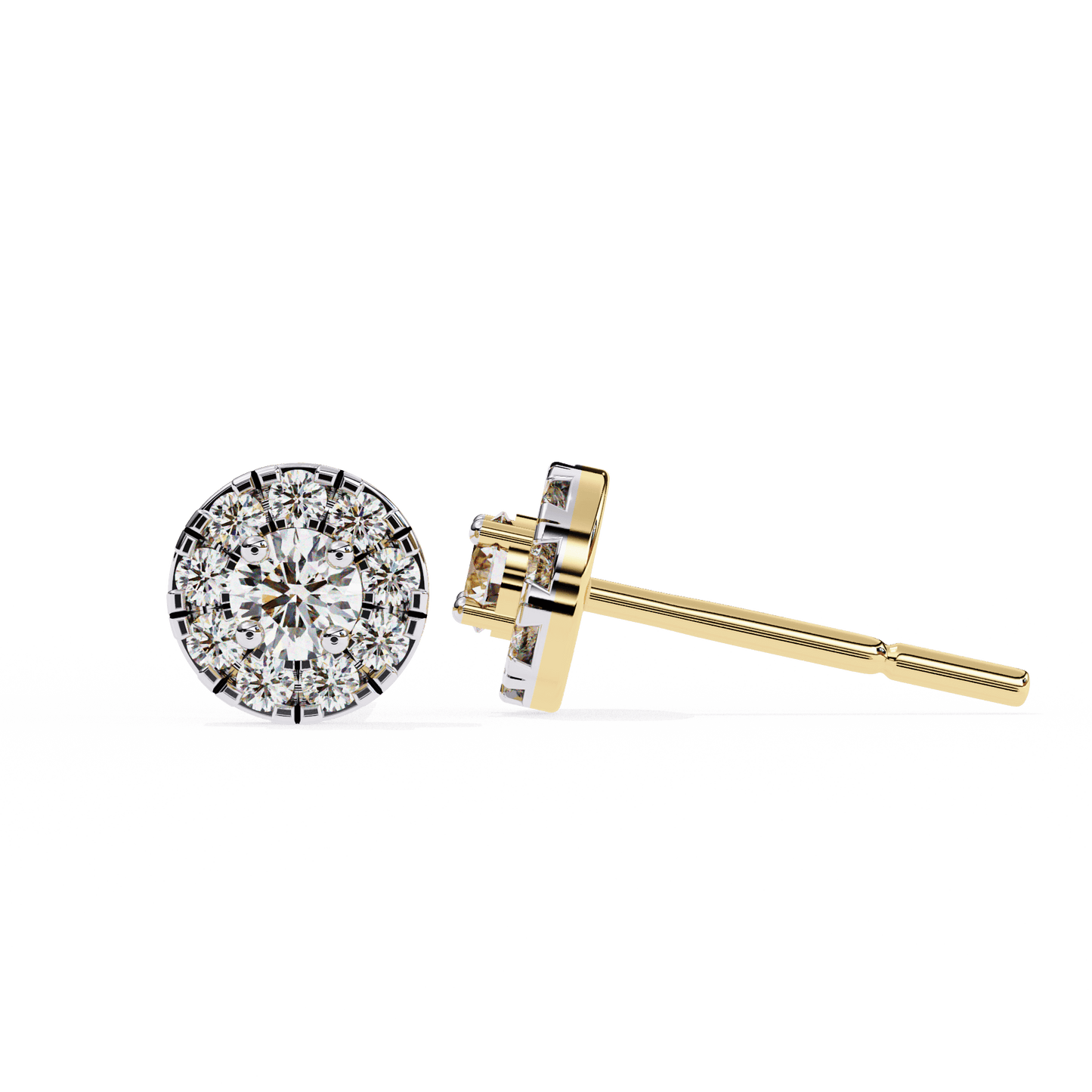Bonnie – Round Diamond Studs with Illusion Halo
