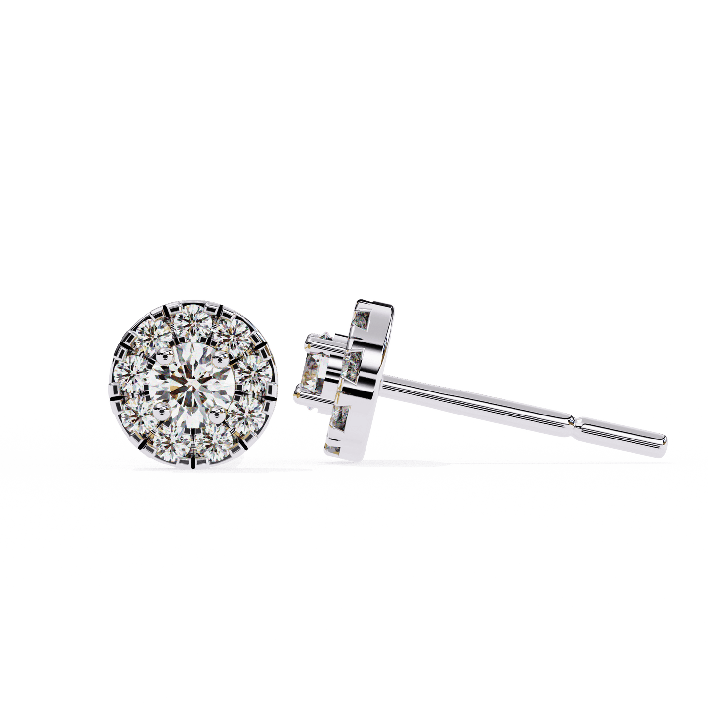 Bonnie – Round Diamond Studs with Illusion Halo